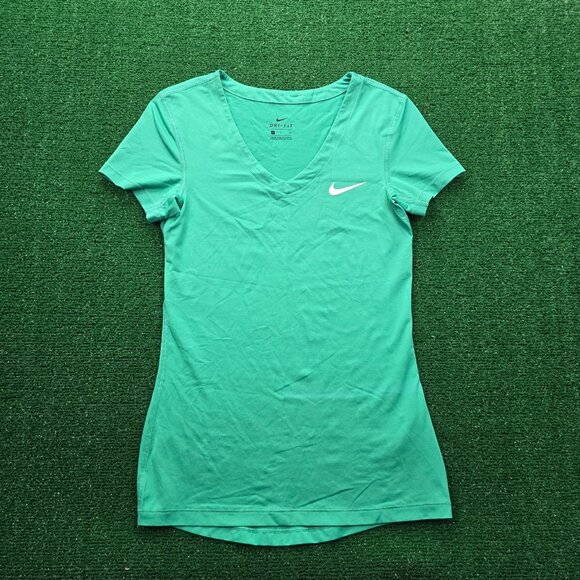 Nike Tshirt Womens Small Green Short Sleeve Dri-Fit Athletic Training Gym - Picture 1 of 12